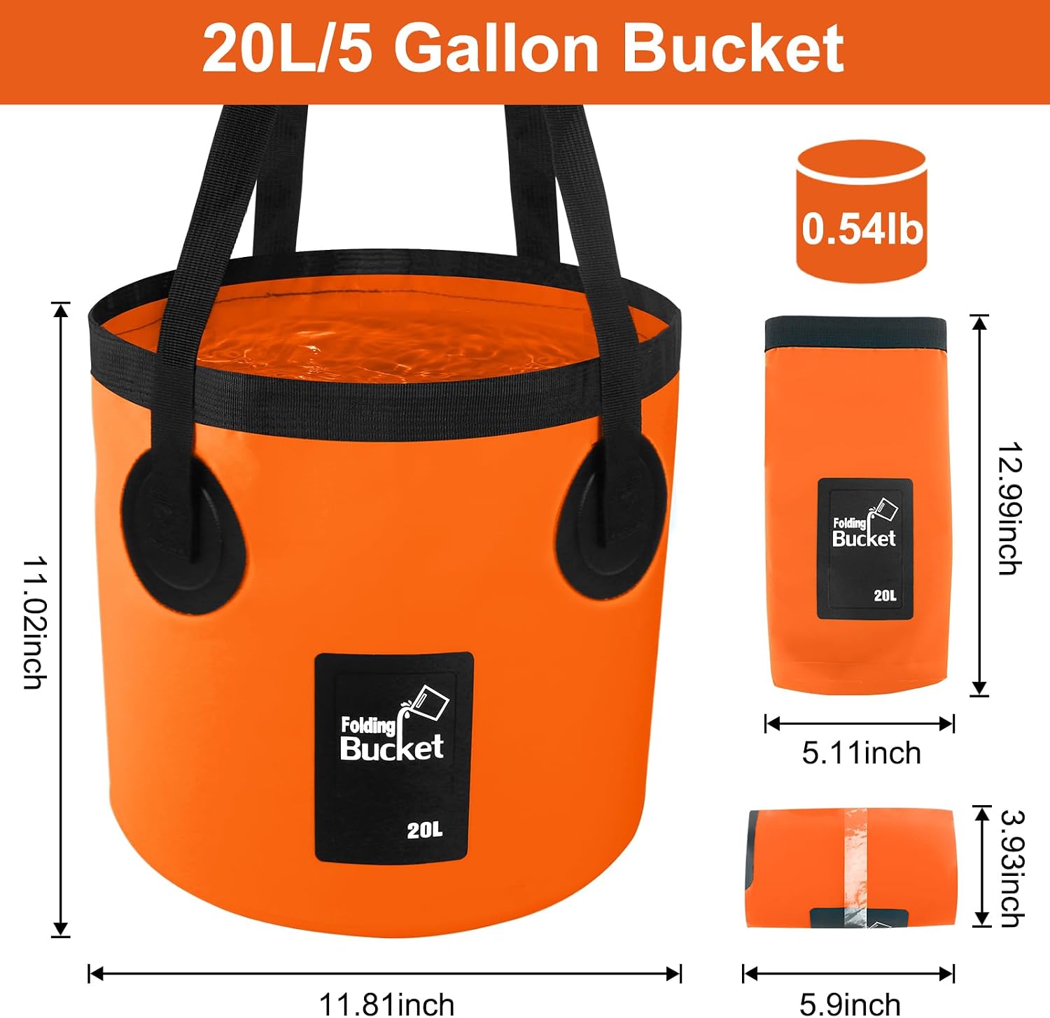 5 Gallon Bucket, Collapsible Bucket with Handle for Outdoor Beach Fishing Gardening, Folding Car Wash Buckets Mop Water Storage Laundry Wash Basin for RV Household Cleaning Supplies Camping Essentials