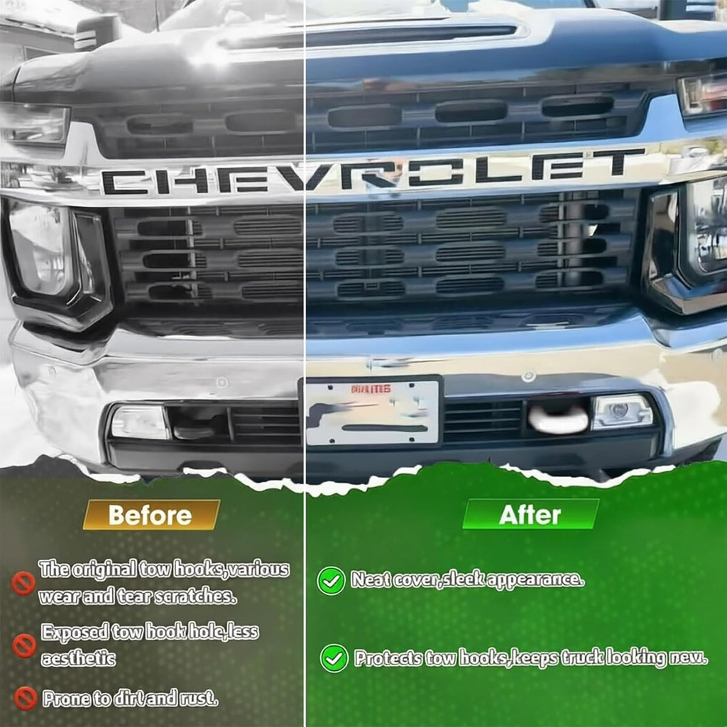 Front Tow Hook Cover for 2020-2026 Chevy Silverado 2500 HD 3500 HD, Silverado 2500HD Accessories, Tow Hook Covers, Chevy 2500HD Accessories, Heavy Duty Parts, Silicone, White (2 Pack)