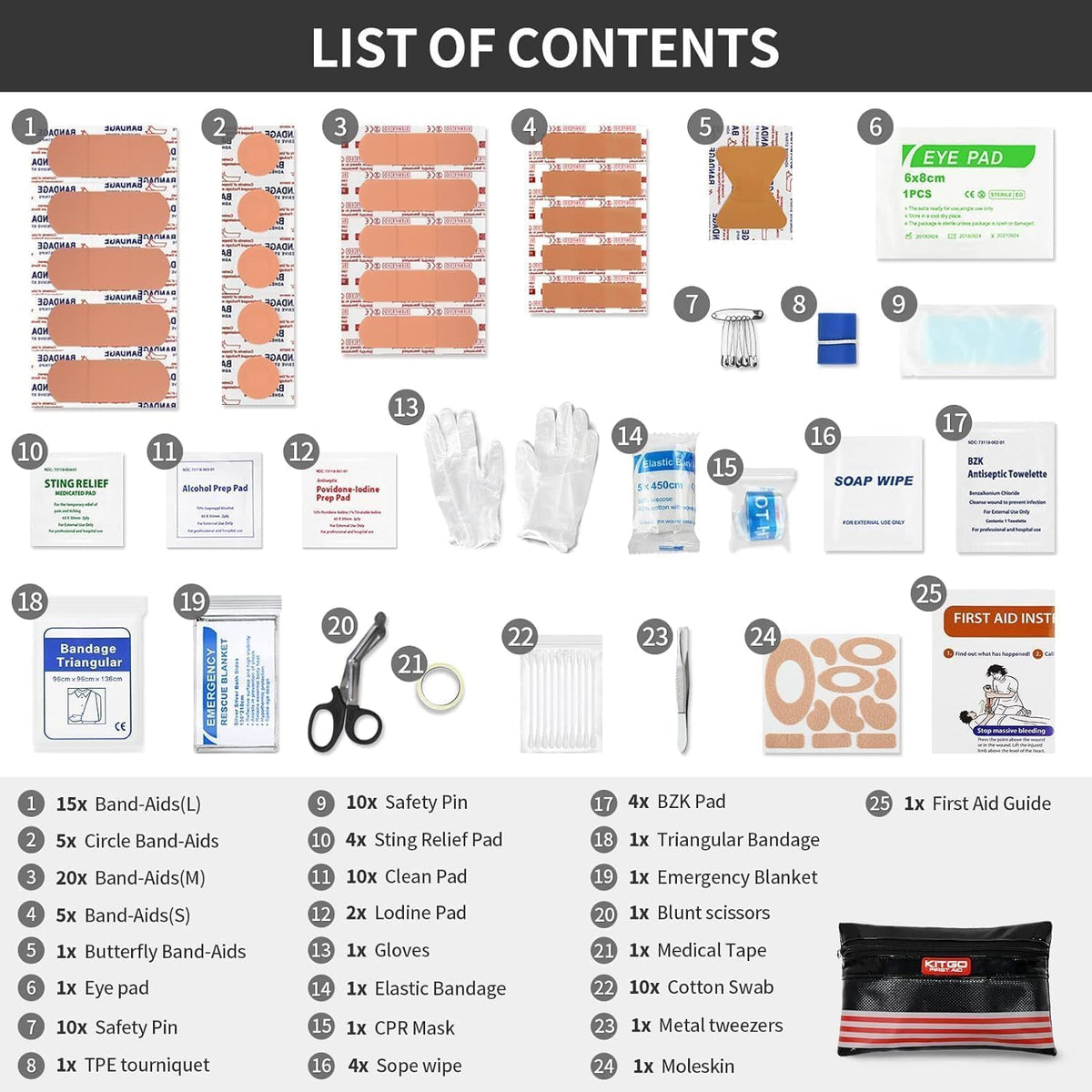 car emergency kit (126 piece)，gift for father women, side view