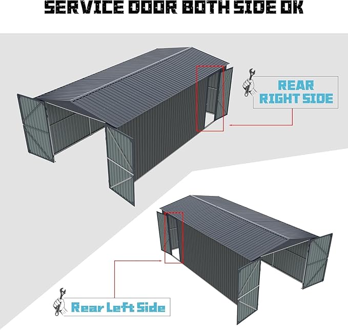 KUIKUI 20x13ft Heavy Duty Outdoor Garage Metal Shed, Sheds and Outdoor Storage - Image 6