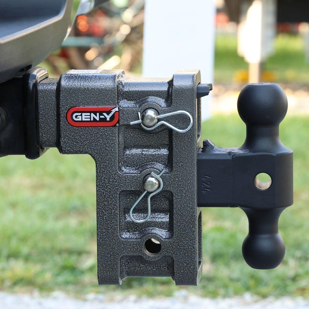 GEN-Y Hitch Tow Hitch with Dual-Ball Mount for 2" Receiver - 5" Drop/Rise with 3 Adjustable Positions, 16,000 lbs Towing Capacity, 2,000 lbs Tongue Weight, Silver