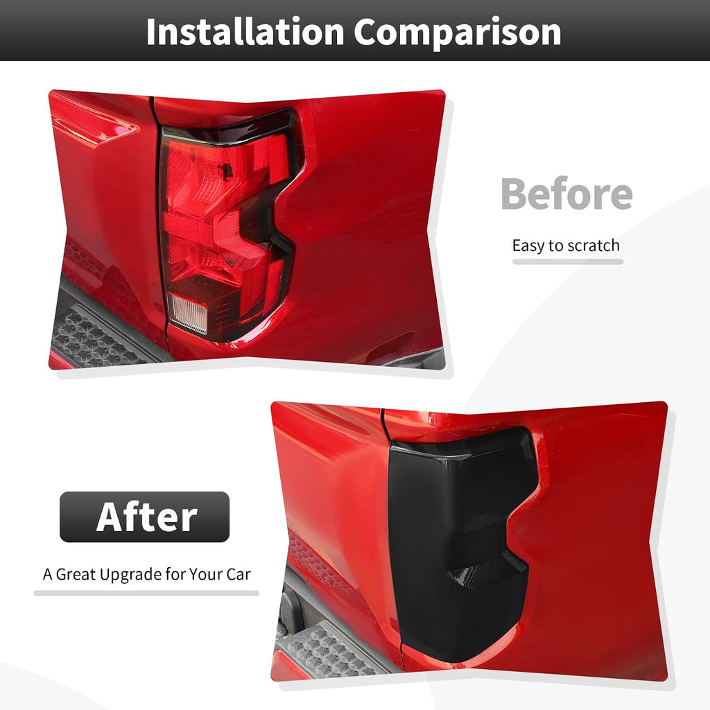 CheroCar Smoke Black Tail Light Lamp Cover Taillight Guard Trim Bezel for 2023-2026 Chevrolet Colorado Pickup Truck Exterior Decoration Accessories