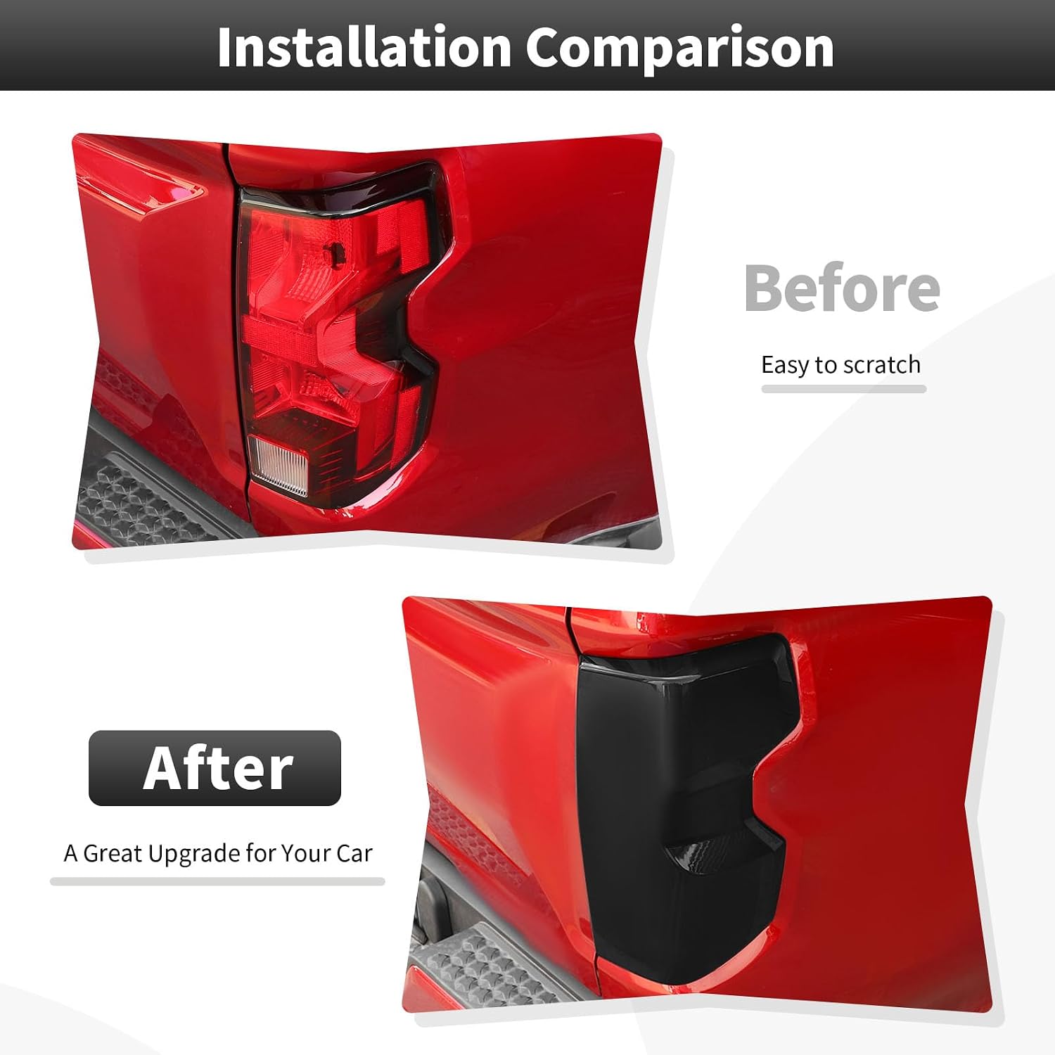 CheroCar Smoke Black Tail Light Lamp Cover Taillight Guard Trim Bezel for 2023-2026 Chevrolet Colorado Pickup Truck Exterior Decoration Accessories