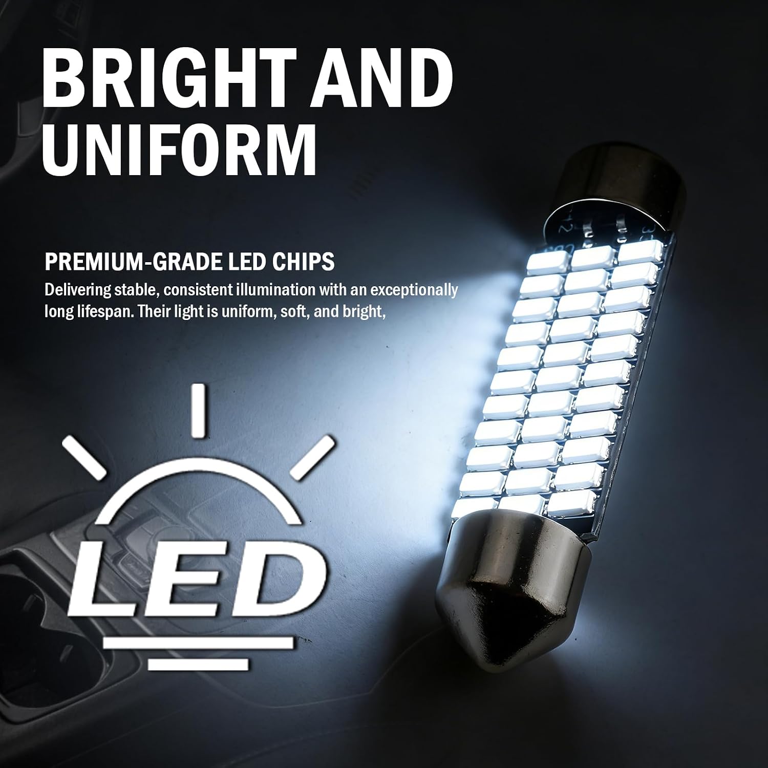 24PCS LED Interior Car Lights Kit,T10/31mm/41mm Car LED Lights Interior Replacement for Map Dome Door Trunk Light,Universal LEDs Light for Cars Interiors Fit for Most Cars/SUVs