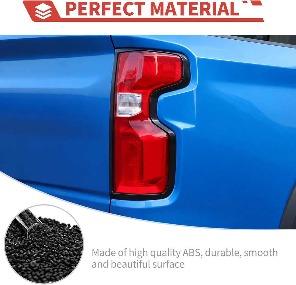 Tail Light Frame Cover Trim Compatible with Chevy Silverado 2019-2026, ABS Black Rear Taillight Bezel Exterior Accessories 2PCS