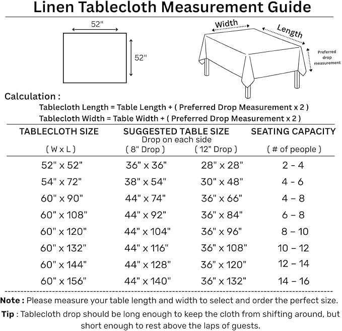 Solino Home Linen Square Tablecloth 52 x 52 Inch - 100% Pure Linen Pumpkin Ta...