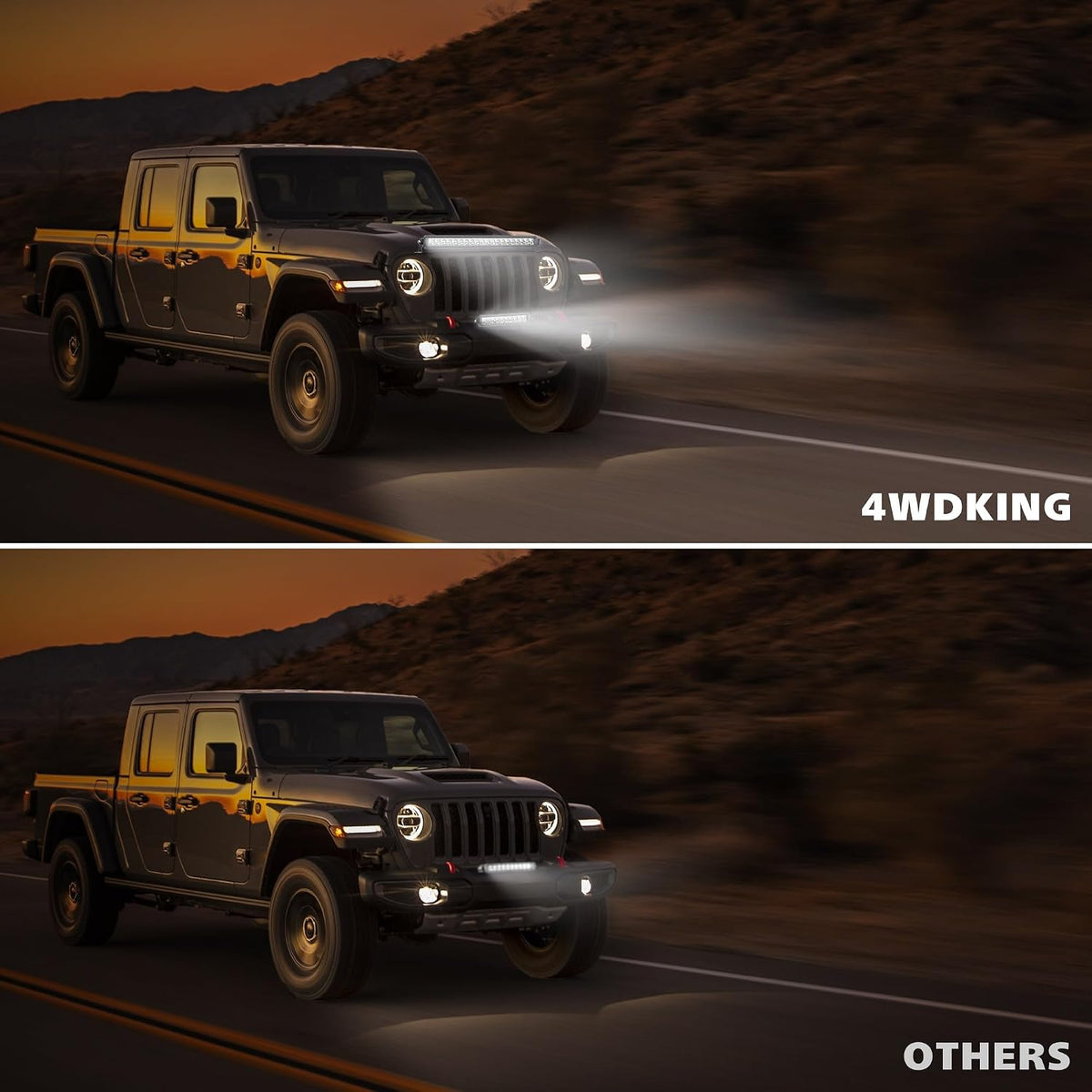 4wdking slim led light bar 12 inch spot, side view