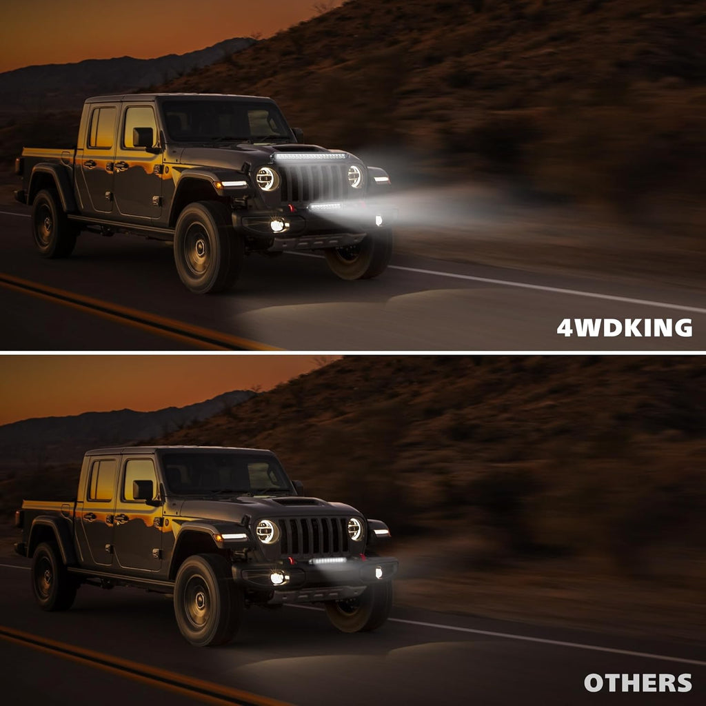 4wdking slim led light bar 22 inch spot, side view