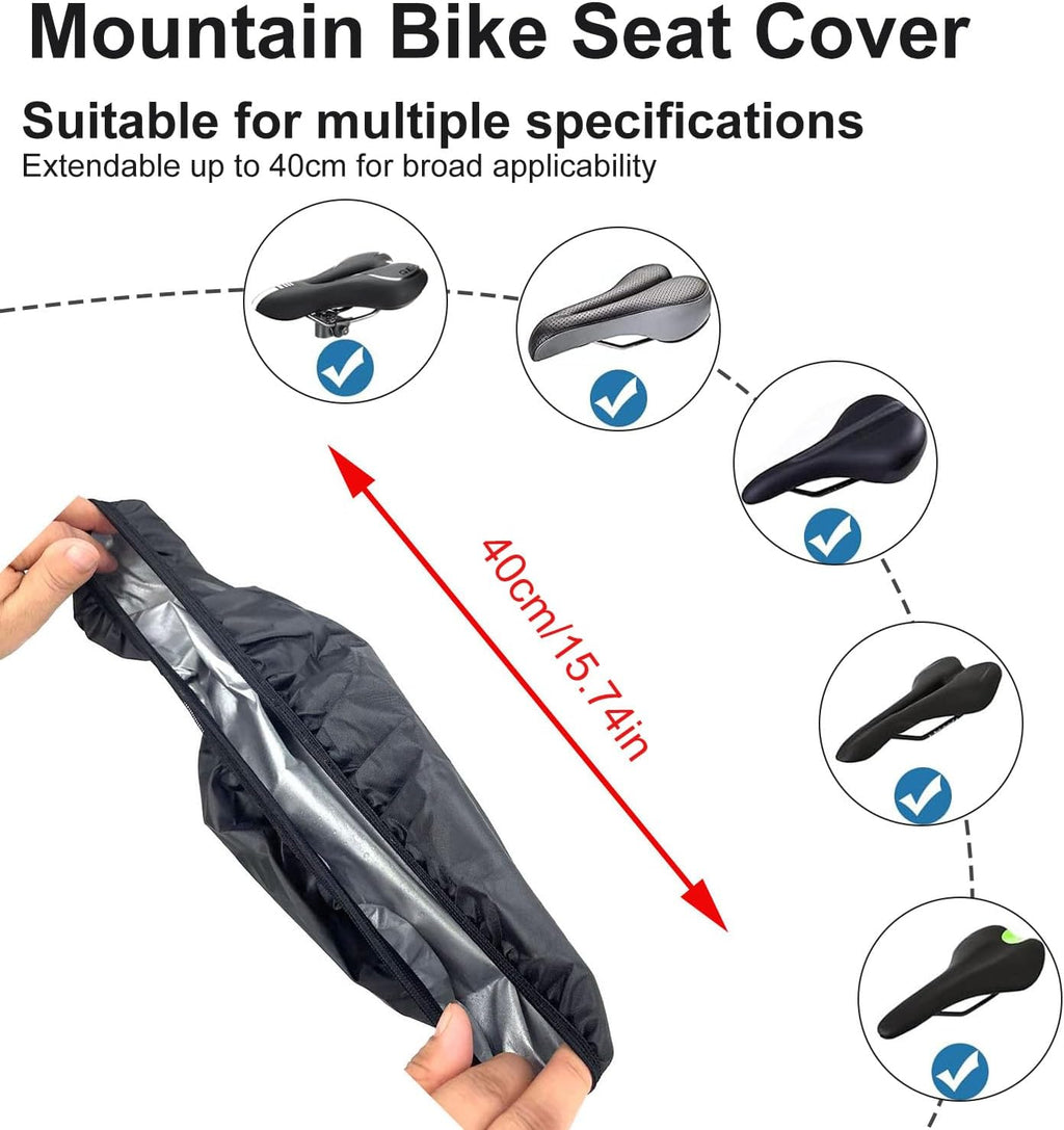 JoanofArc Bike Seat Cover Waterproof, Rain Cover with Drawstring for Mountain Bicycle, Rain Dustproof Cover, Suitable for Outdoor Riding, Easy on and Off with Drawstring Strap, 2 Packs