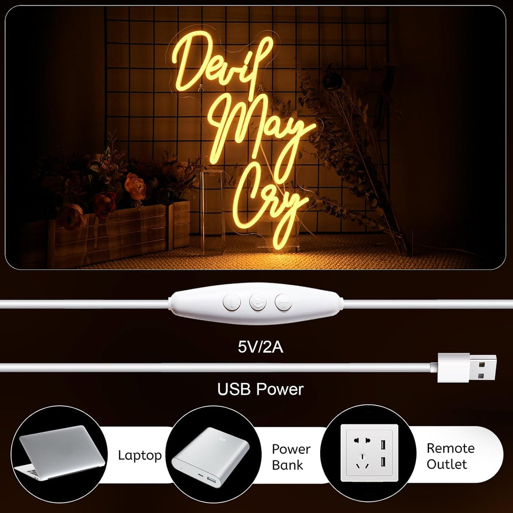 Devil May Cry Neon Sign Devil May Cry for Wall Decor neon Sign Lights USB Gaming Gamer LED Neon Lights for Game Room Home Bar Club Game Room Party Bedroom Man Cave Gifts