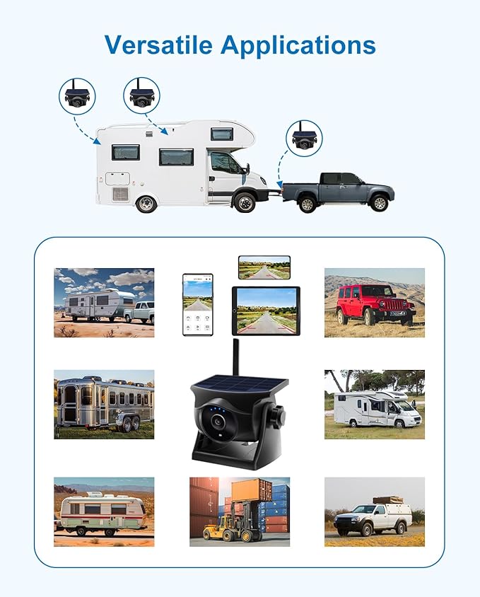 1080P Solar Wireless Backup Camera, Magnetic WiFi Hitching Camera, Night Vision - Image 7
