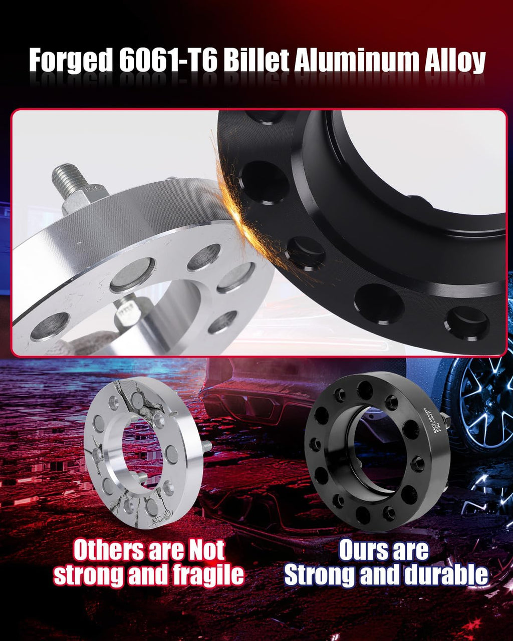 FLYCLE 6x5.5 Hubcentric Wheel Spacers 2 inch for 1995-2023 Tacoma 1989-2024 4Runner, 6x139.7mm Wheel Spacer with 12x1.5 Studs 106mm Bore for Tundra FJ Cruiser Fortuner Sequoia GX460 GX470