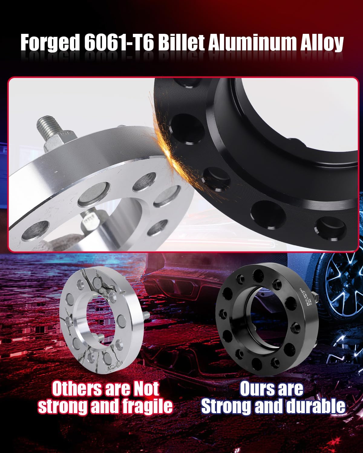 FLYCLE 6x5.5 Hubcentric Wheel Spacers 2 inch for 1995-2023 Tacoma 1989-2024 4Runner, 6x139.7mm Wheel Spacer with 12x1.5 Studs 106mm Bore for Tundra FJ Cruiser Fortuner Sequoia GX460 GX470
