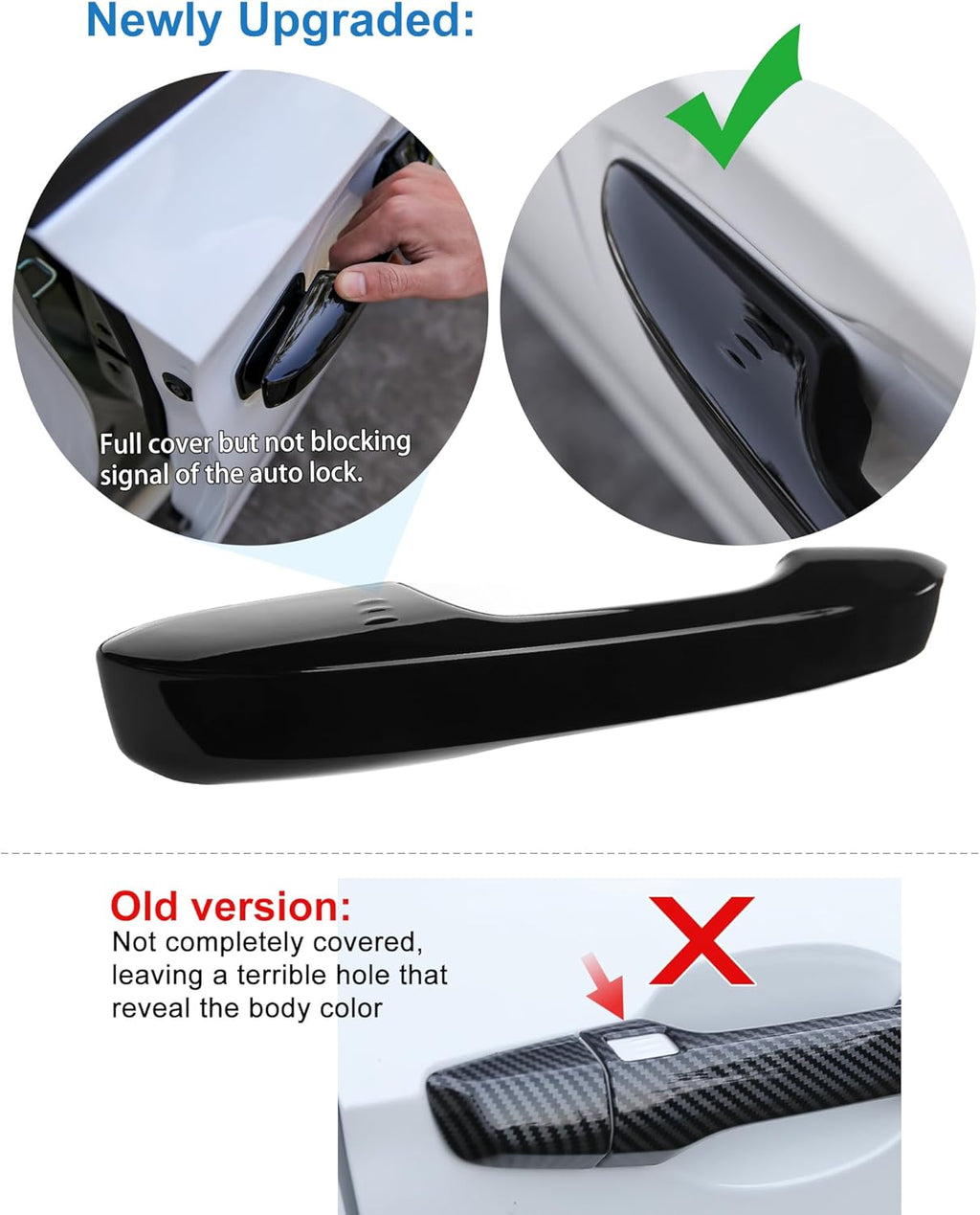 Thenice Snap-on Door Handle Cover for Honda Civic 2022-2026 -Black | Compatible with Honda Accord CR-V HRV 2023-2026 11th Gen Civic, No Tape Needed Exterior Handle Protection, Piano Black