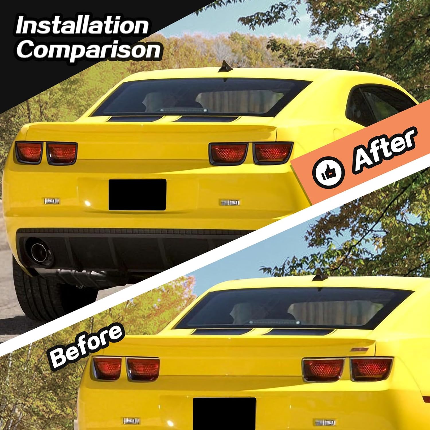JeCar Matte Black Tail Light Bezel Taillight Cover Trim Accessories Compatible with Chevrolet Chevy Camaro 2010 2011 2012 2013(4 Pieces)