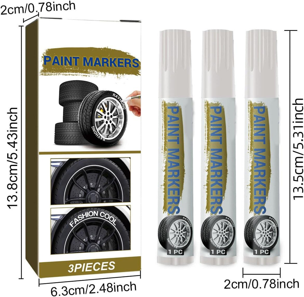 3Pieces Tire Marker Pens White Paint Marker White Paint Pens Tire Writing