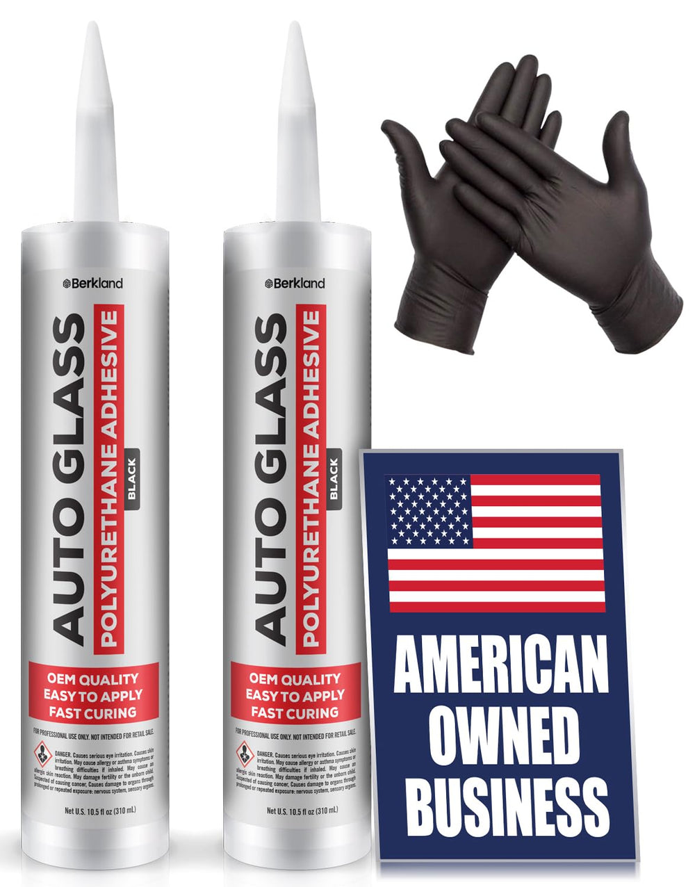 [2 Pack] Polyurethane Windshield Adhesive — Fast Curing Urethane Auto Glass G...