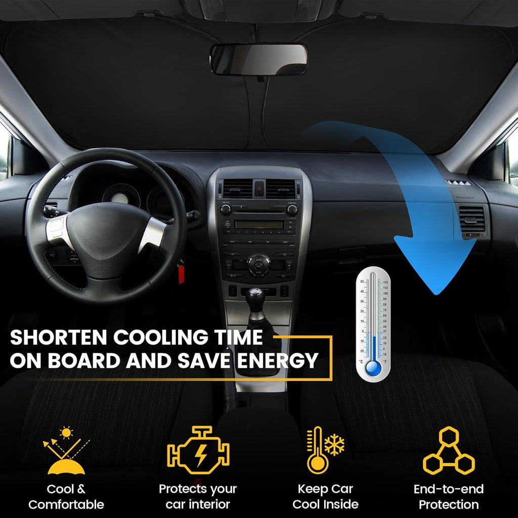 Car Windshield Sun Shade - Foldable Car Sun Shade Windshield for Front Window, Reflector Sunshade Offers Ultimate Protection for Cars Interior (55.2 x 31.5 in)