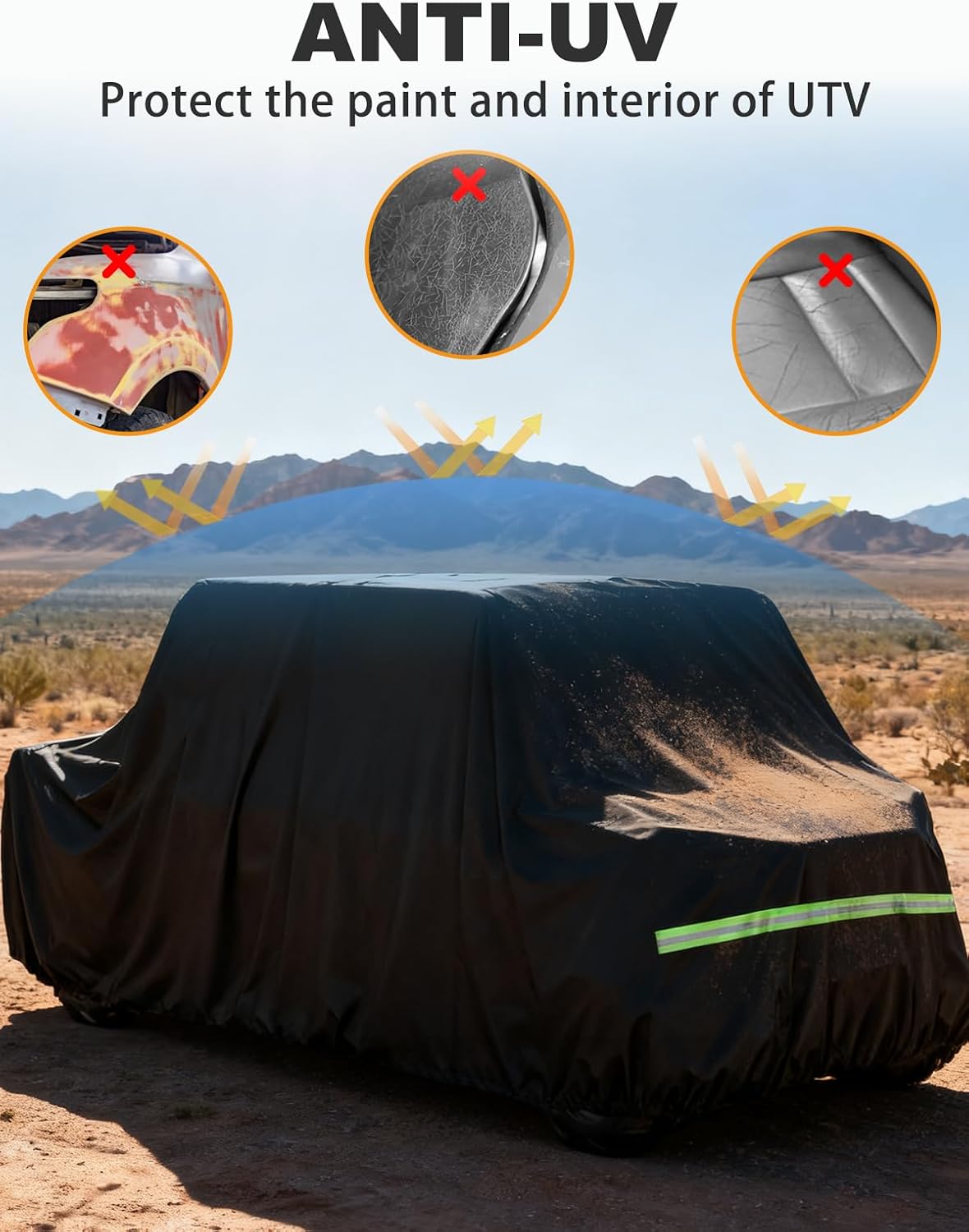 UTV Cover 4 Seater, Waterproof Heavy Duty 600D Side by Side Cover Compatible with Polaris Ranger Crew XP 1000 900 570 800 General RZR Defender Talon Teryx Mule 157" x 65" x 77"