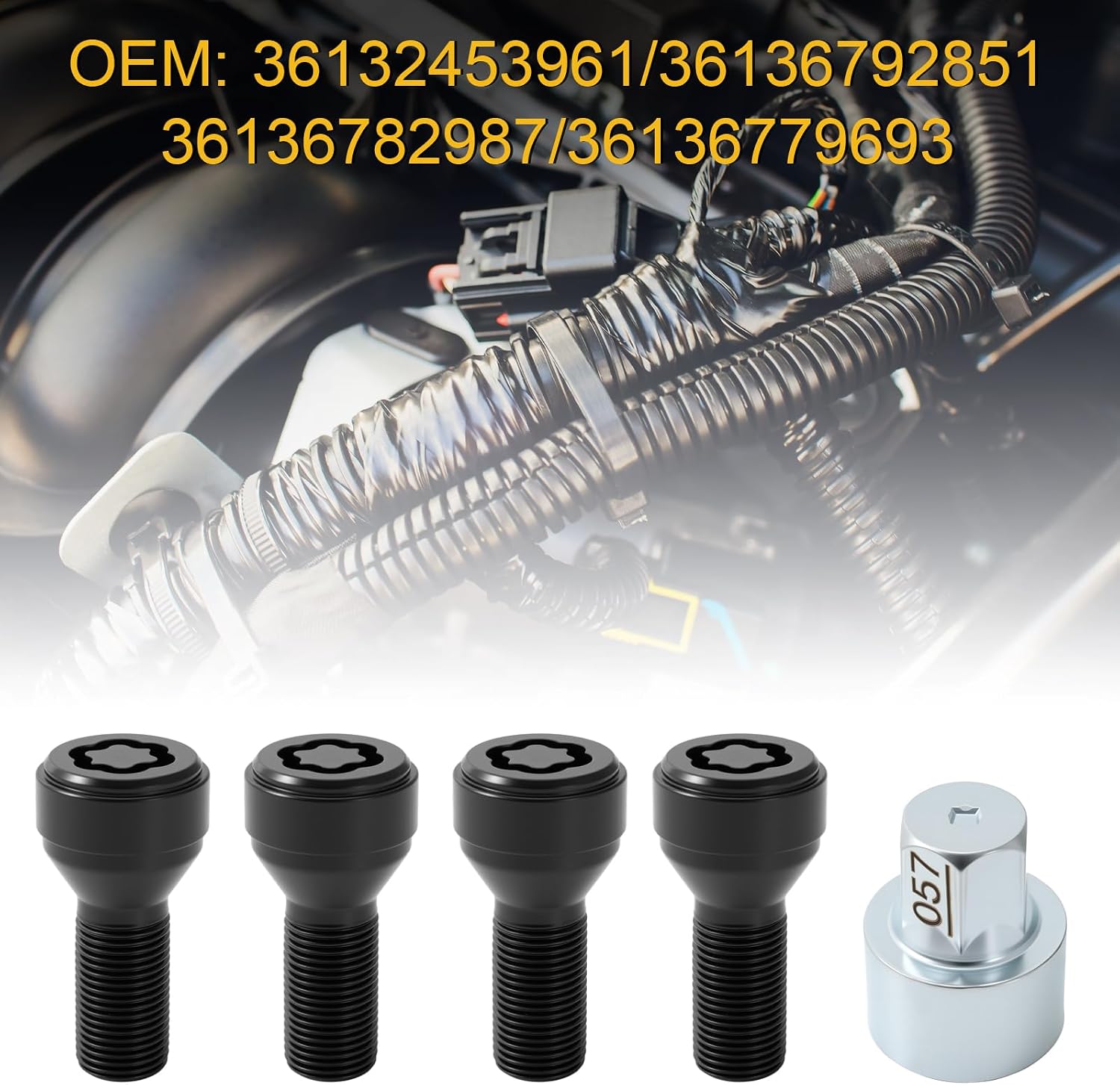 36136792851 Wheel Stud Bolt Locks 14 x 1.25MM Compatible for BMW 2009-2024 F20 F46 F45 F23 F10 F07 Replace#000000B728 36132453961 36136779693 36136782987