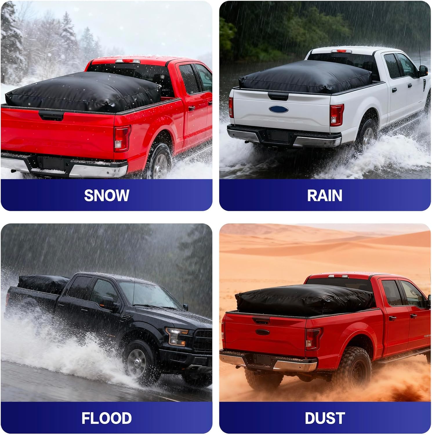 Truck Bed Cargo Bag,Waterproof 1000D Oxford Fabric Car Roof Bag | Car Luggage Bag with 6 Elastic Cords Fits All Trucks 26 Cubic Feet (51"x40"x22")
