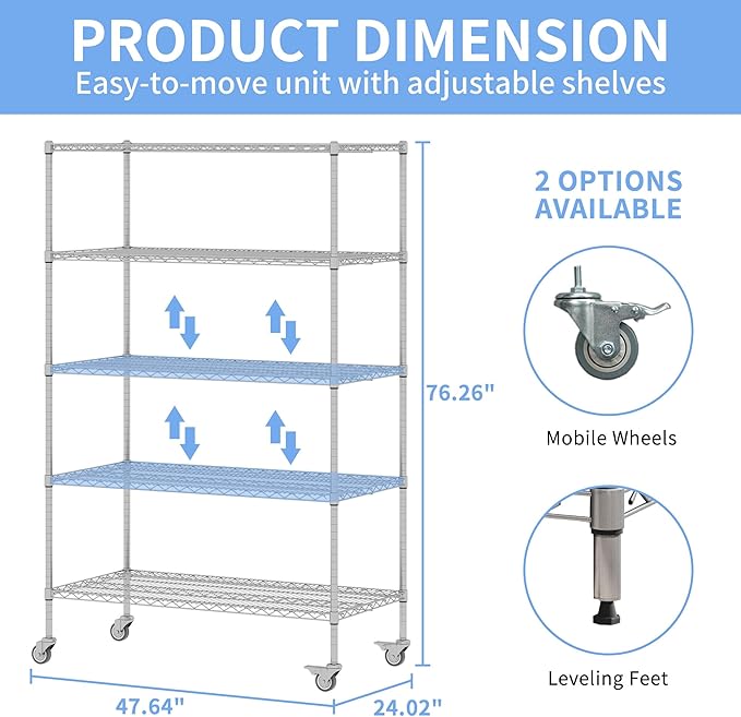 5 Tier Metal Shelving Unit - Image 3