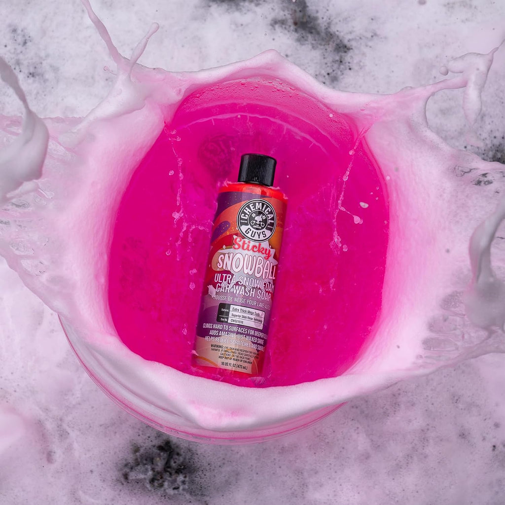 Chemical Guys CWS21516 Sticky Snowball Ultra Snow Foam Car Wash Soap (Works with Foam Cannons or Bucket Washes) Safe for Cars, Trucks, Motorcycles, RVs & More 16 fl oz, Cherry Scent