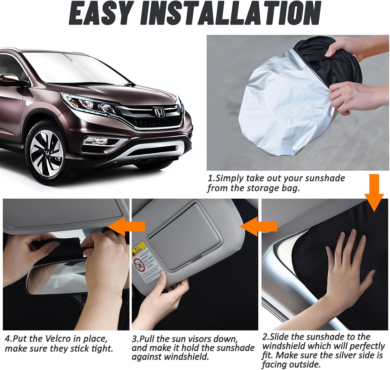 D-Lumina Windshield Sun Shade for Honda CR-V 2012-2016 CRV Accessories, Front Window Sunshade Sun Visor Protector Block UV Rays Heat, Foldable 2 Layers 210T Material