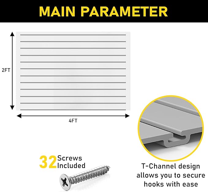 2'H x 4'W Slatwall Panel Garage Wall Organizer: Heavy Duty Wall Mounted PVC - Image 7