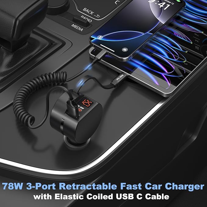 Retractable USB C Car Charger - Image 2