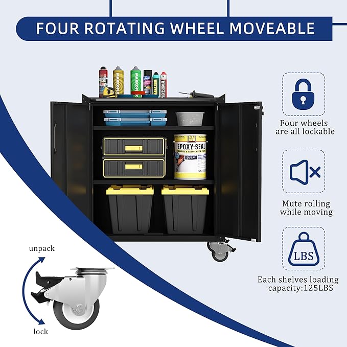 Metal Tool Cabinet, Garage Storage Cabinet System, Wall Cabinet & Locking - Image 4