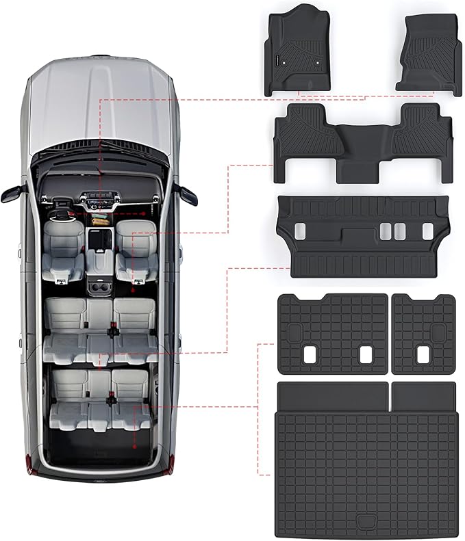 Floor Mats & Trunk Mat for Chevrolet Tahoe 2015-2020 Row Bucket Seat &GMC by SANBAN-AXE
