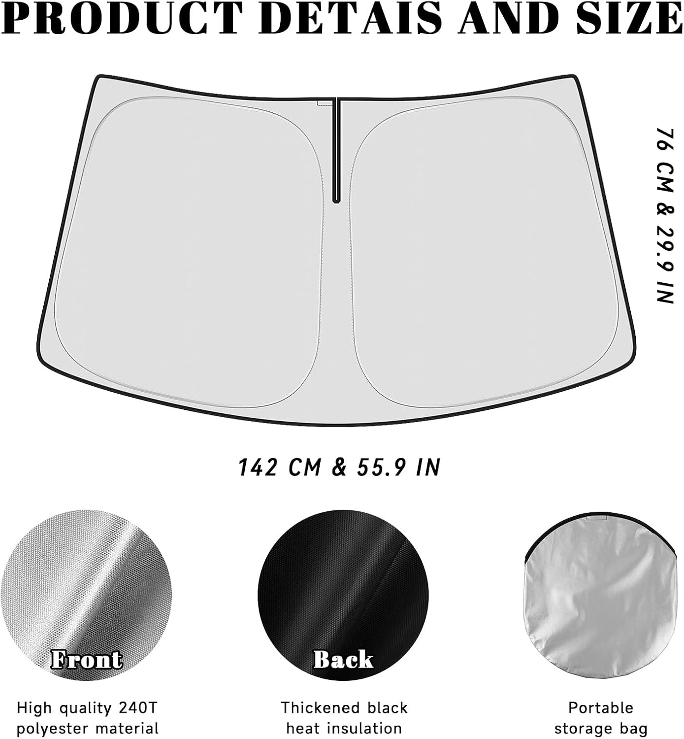 Car Windshield Sun Shade for Honda 2022-2025 2026 Civic Accessories (OEM Design) Reflective Foldable Heat Insulation Sunshade for Ultimate Protection