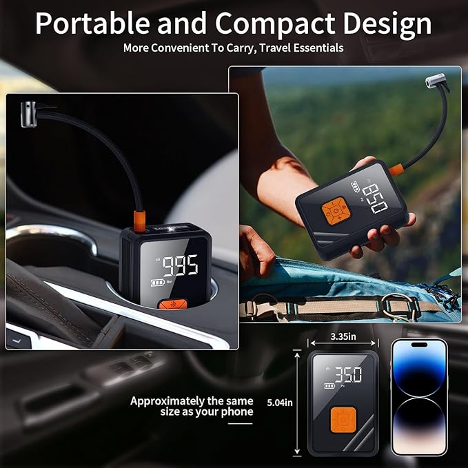 Portable Air Pump for Car Tires, 150 PSI Tire Inflator Cordless - Image 6