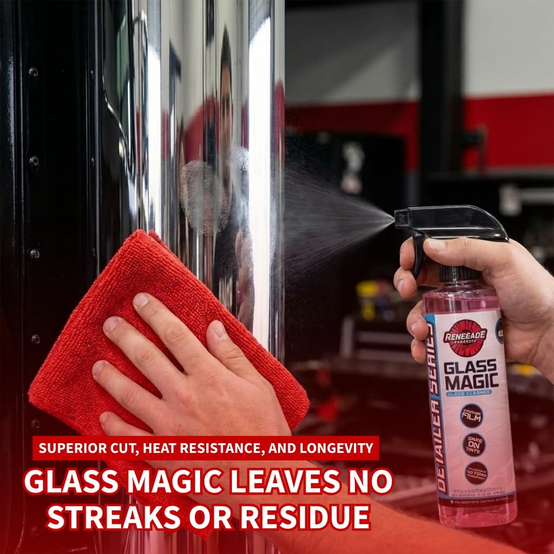 Renegade Products Chrome Maintenece Bundle – Includes Glass Cleaner, Chrome Conditioner, Synthetic Steel Wool & Microfiber Towels – No Machine Needed - for Trucks, Wheels, Metal, Aluminum