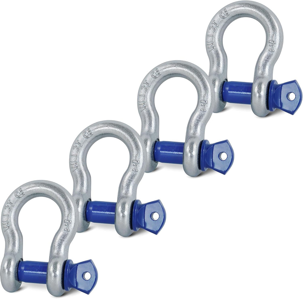 4 Pack 1/2" D Ring Shackle with 9/16" Screw Pin, 26,400 lbs Break Strength Heavy Duty Tow Recovery for Winch Off-Road Jeep Truck ATV UTV