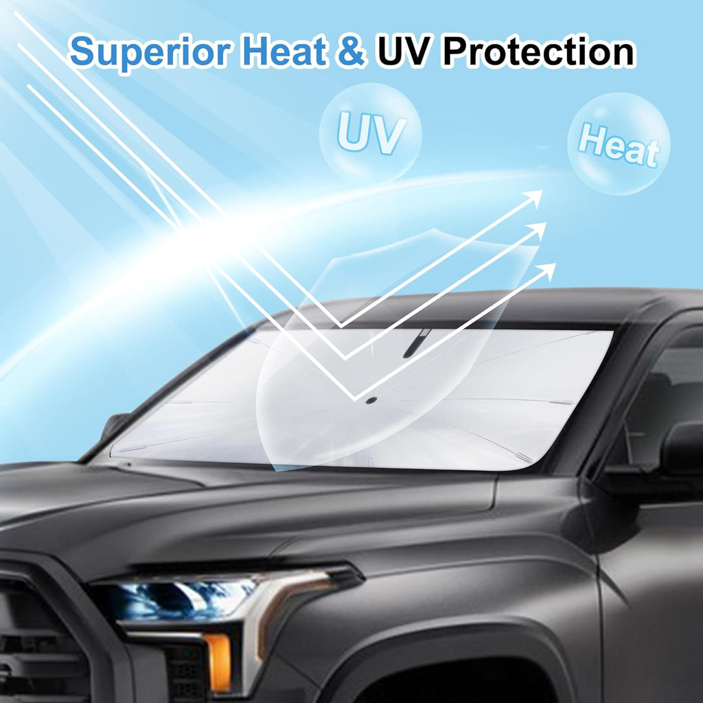 Windshield Sun Shade Umbrella Fit for 2010-2024 2025 2026 Dodge RAM 2500 3500 Accessories Foldable Sunshade Sun Blocker Protect Car from Heat Damage