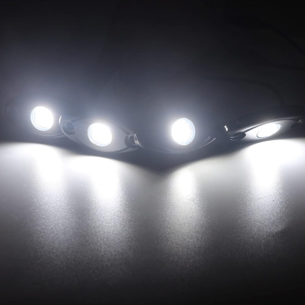 4 Pods LED Rock Light Kits White for Jeep ATV UTV SUV Off Road Car Truck Boat Underbody Glow Fender Lamp Underglow LED Neon Lights Waterproof