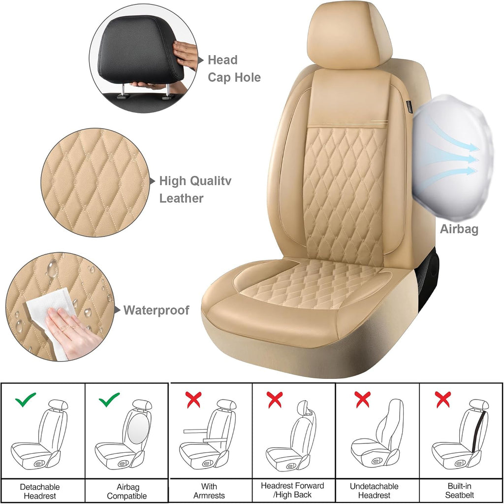 caromop faux leather car seat covers full set,luxury showing dimensions