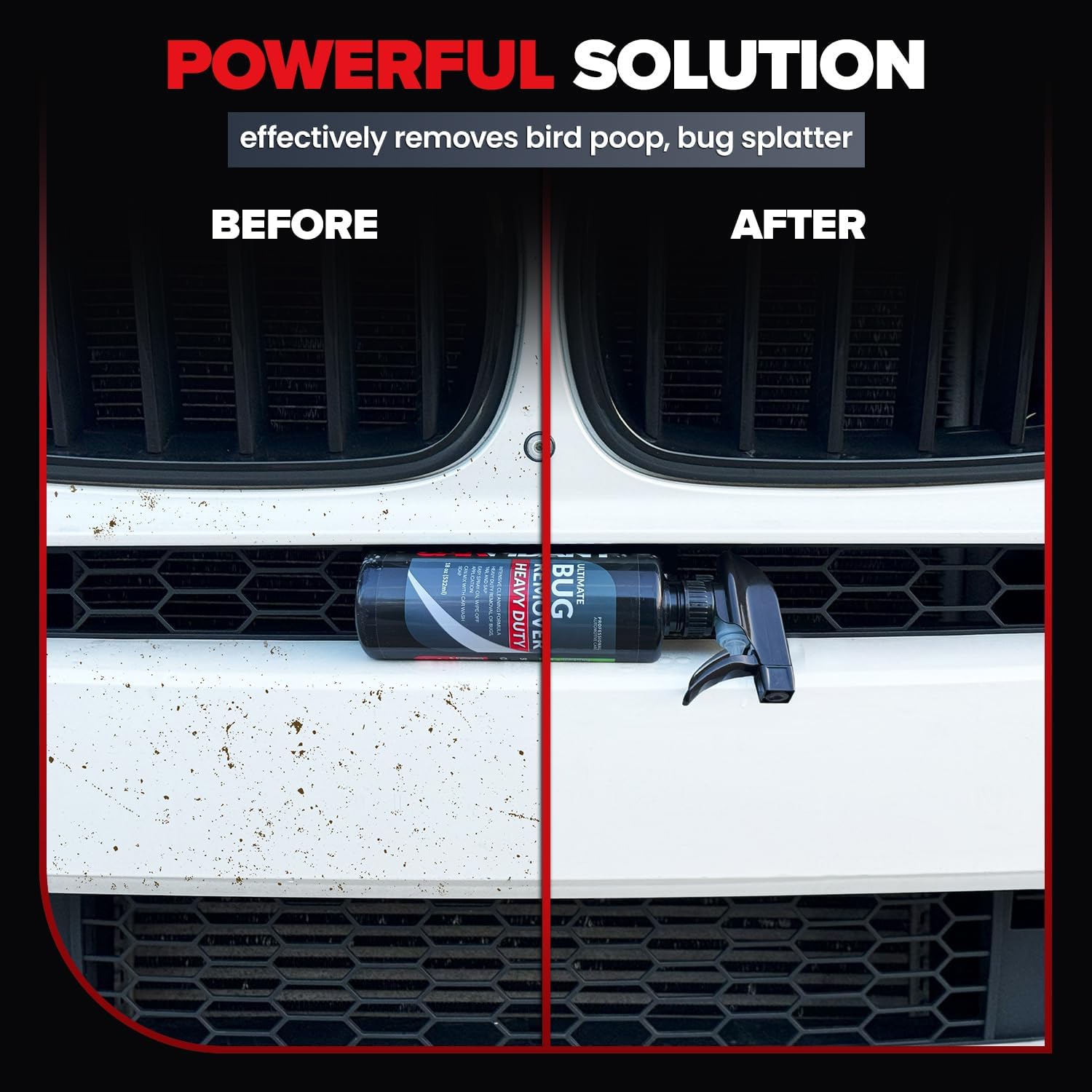 Carfidant Bug Remover Heavy Duty Spray - Cars Exterior Cleaner - Easily and Powerful Clean Bug Splatter, Bird Poop From Paint, Plastic, Rubber, Metal, Chrome, Glass - 18 fl. oz.