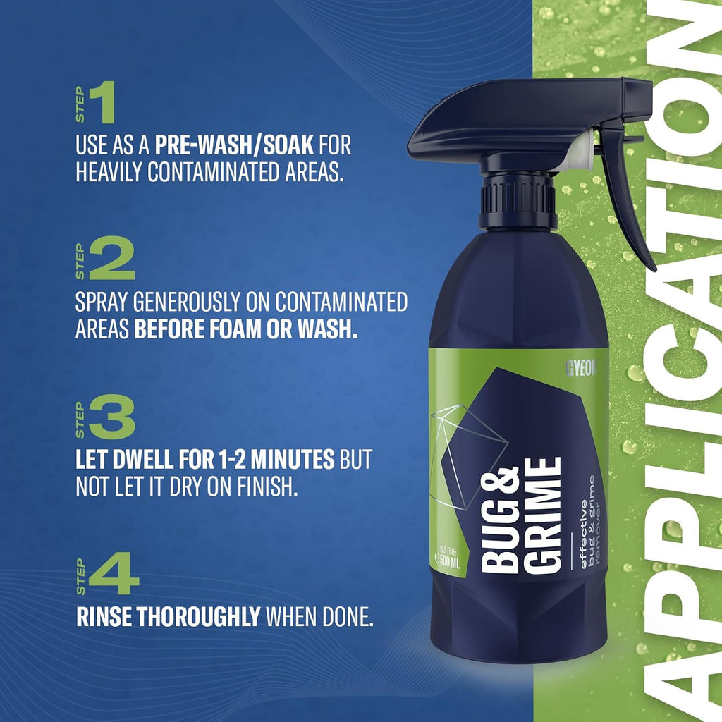 Gyeon Bug & Grime Remover Safe Ceramic Coating Cleaner Tar Tree Sap Road Film Oily Residue Paint Glass Trim Safe Pre Wash Detail Spray Ceramic‑Friendly Finish