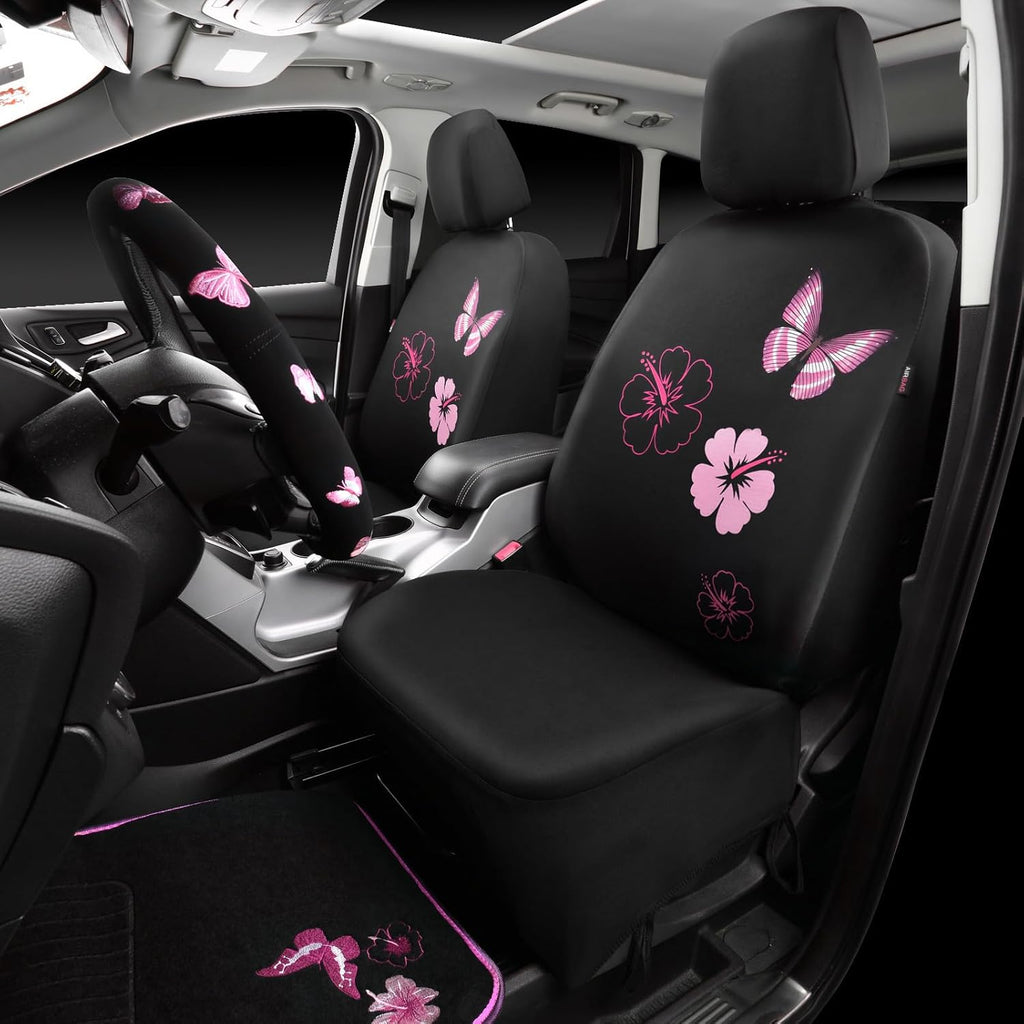 car pass universal cloth butterfly car seat covers shown in use