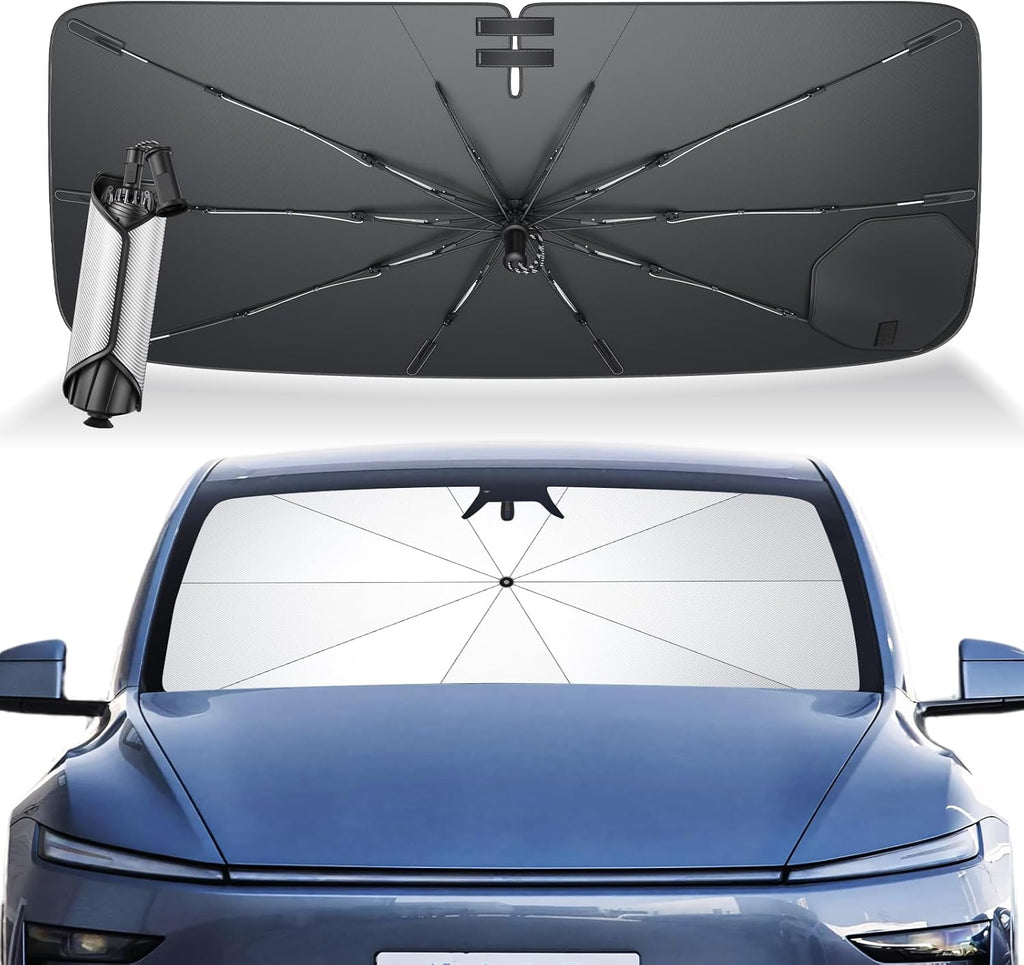 Car Windshield Sun Shade Umbrella for Acura&B MW&Chevrolet&Dodge&Ford&GMC&Honda&Jeep&Kia& L EXUS&Lincoln&Mazda&Nissan&Subaru&Tesla&VW [600D Carbon Fiber] Upgraded Scratch-Resistant Handle