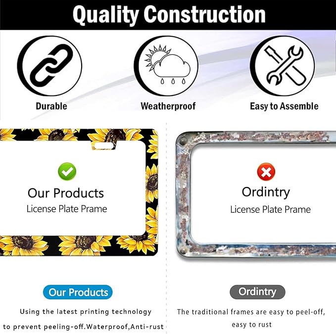 Sunflower License Plate Frame Nature Theme Sunflower License Plate Holder Auto - Image 7