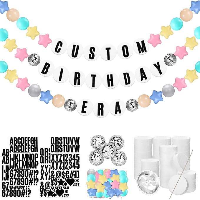 Giant Friendship Bracelet Garland Kit, DIY Birthday Banner with Letters Ball ...