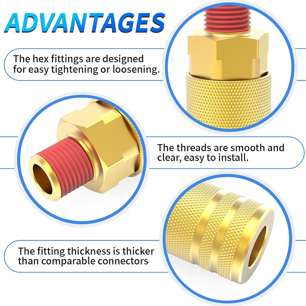 chillwaves 1/4-inch brass male industrial coupler,1/4" npt male, side view