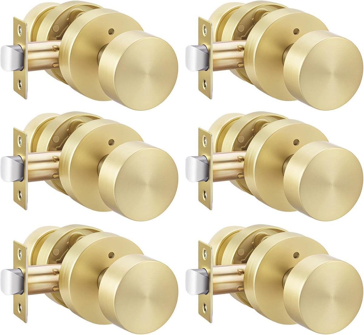 haidms brushed gold door knob interior privacy door, main product view