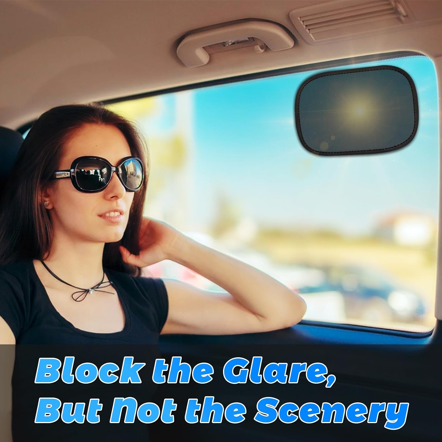 Car Window Shades, 2 Packs Mini Car Sun Shade for Front/Rear Window/Windshield, See Through Cling Window Blocker, Mesh Window Cover Screen Sun Glare 9.2"x6.9" Universal Fit