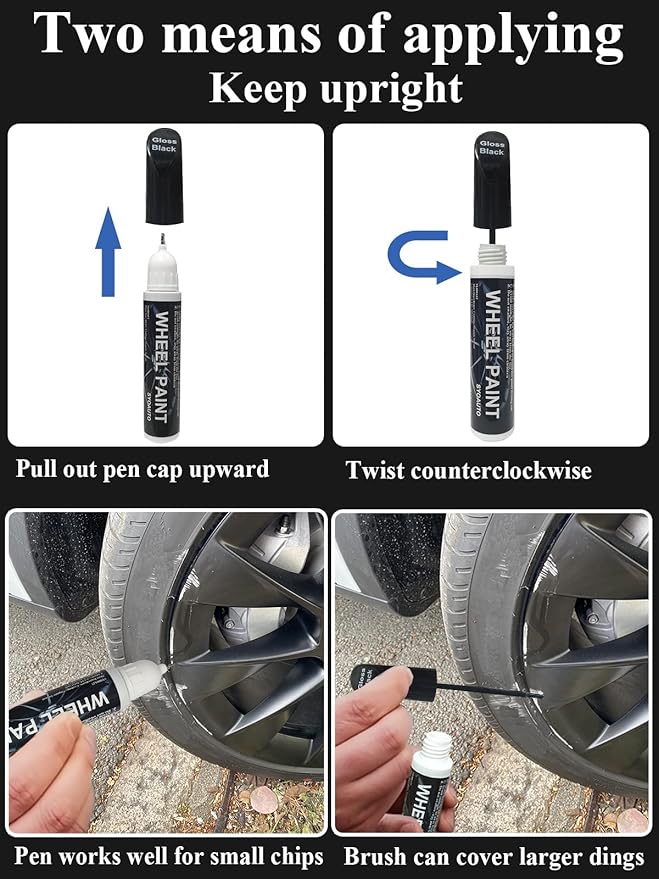 SYOAUTO Gloss Black Rim Touch Up Paint, Car Wheel Scratch Repair Touch Up Paint - Image 6
