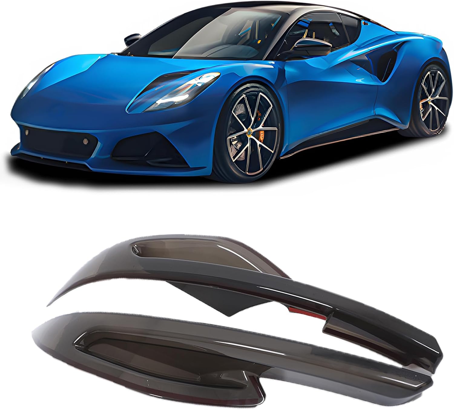 Sekhyna Car Tail Lights Lamp Cover Compatible with Lotus Emira V6 GT GT4 I4 2021-2024,Smoked Black Tail Light Shell Trim Cover Kits,Rear Lamp Shade Brake Indicator Light Trim Accessories 2PCS